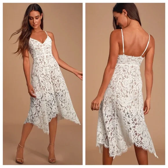 NWT Lulus White Lace Midi Dress NWT Lulus White Lace Midi Dress